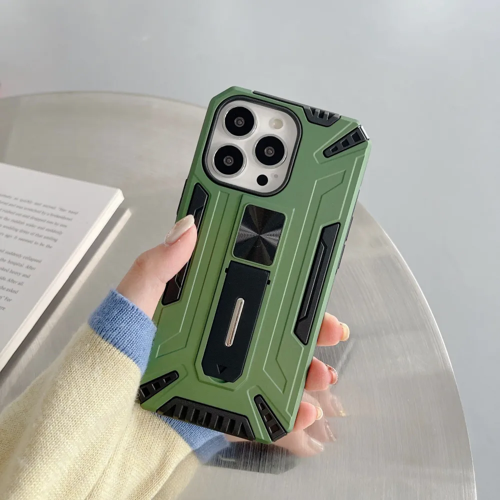 Vivimall védőtok Apple iPhone 13 Mini Defender Sergeant Brave kitámasztóval, zöld