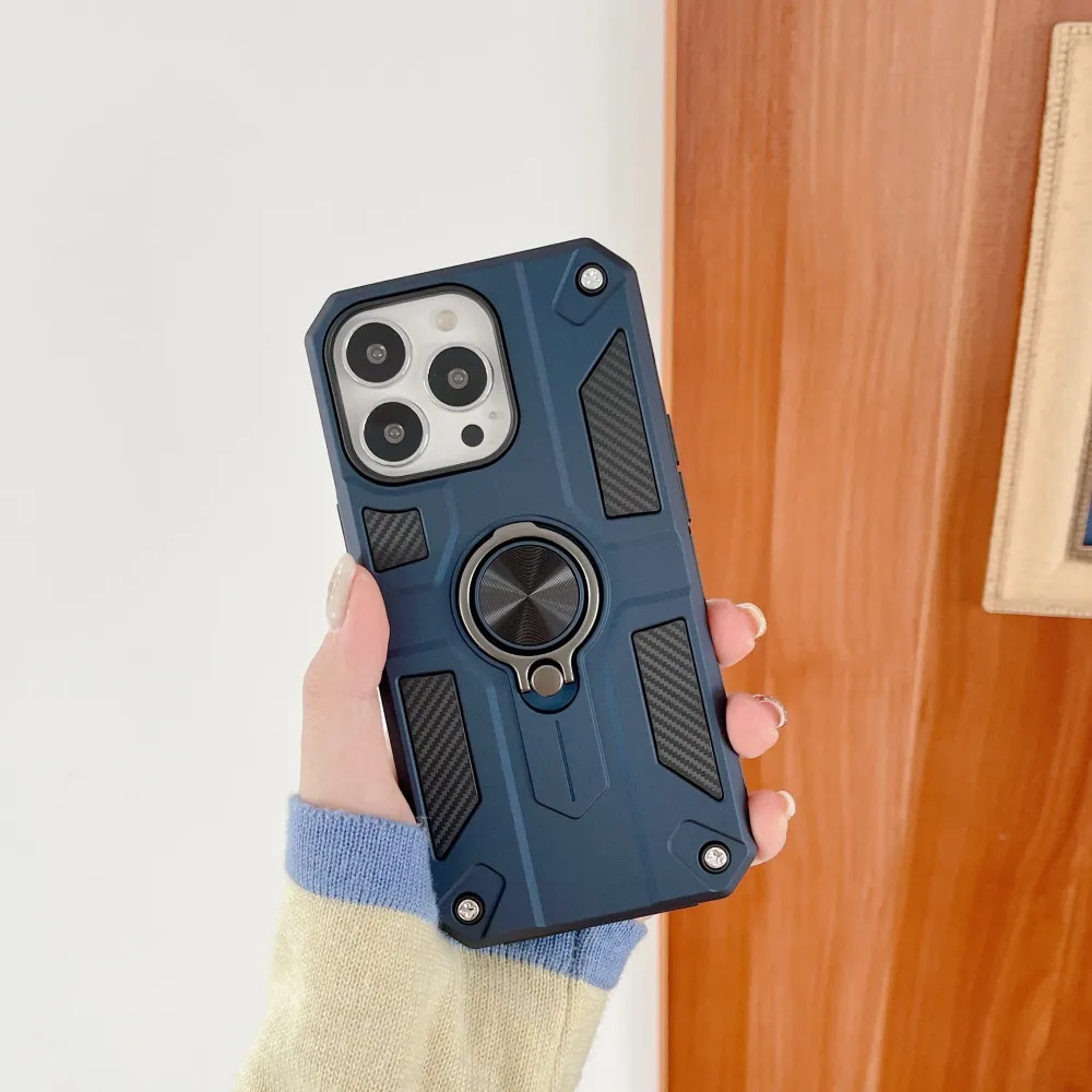 Vivimall védőtok Apple iPhone 13 Mini Defender Model 5-tel kompatibilis, gyűrűtartóval, kék