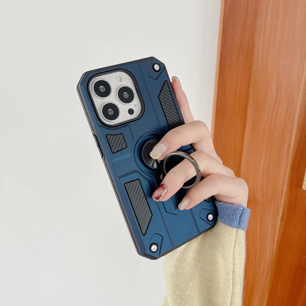 Vivimall védőtok Apple iPhone 13 Mini Defender Model 5-tel kompatibilis, gyűrűtartóval, kék