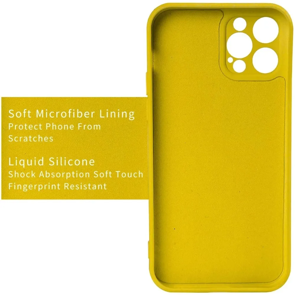 Vivimall védőtok Apple iPhone 13 Mini Liquid Silicone Ring, forgatható állvánnyal, sárga