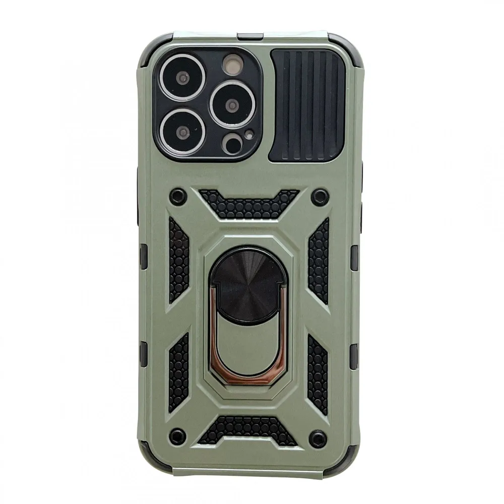 Vivimall védőtok Apple iPhone 13 Pro Defender Model 4-hez állvánnyal, zöld
