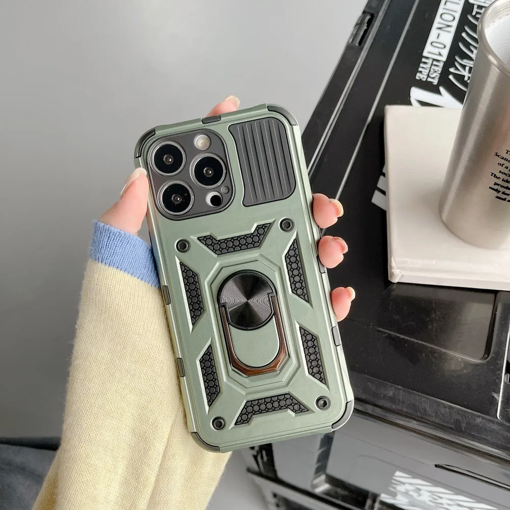 Vivimall védőtok Apple iPhone 13 Pro Defender Model 4-hez állvánnyal, zöld