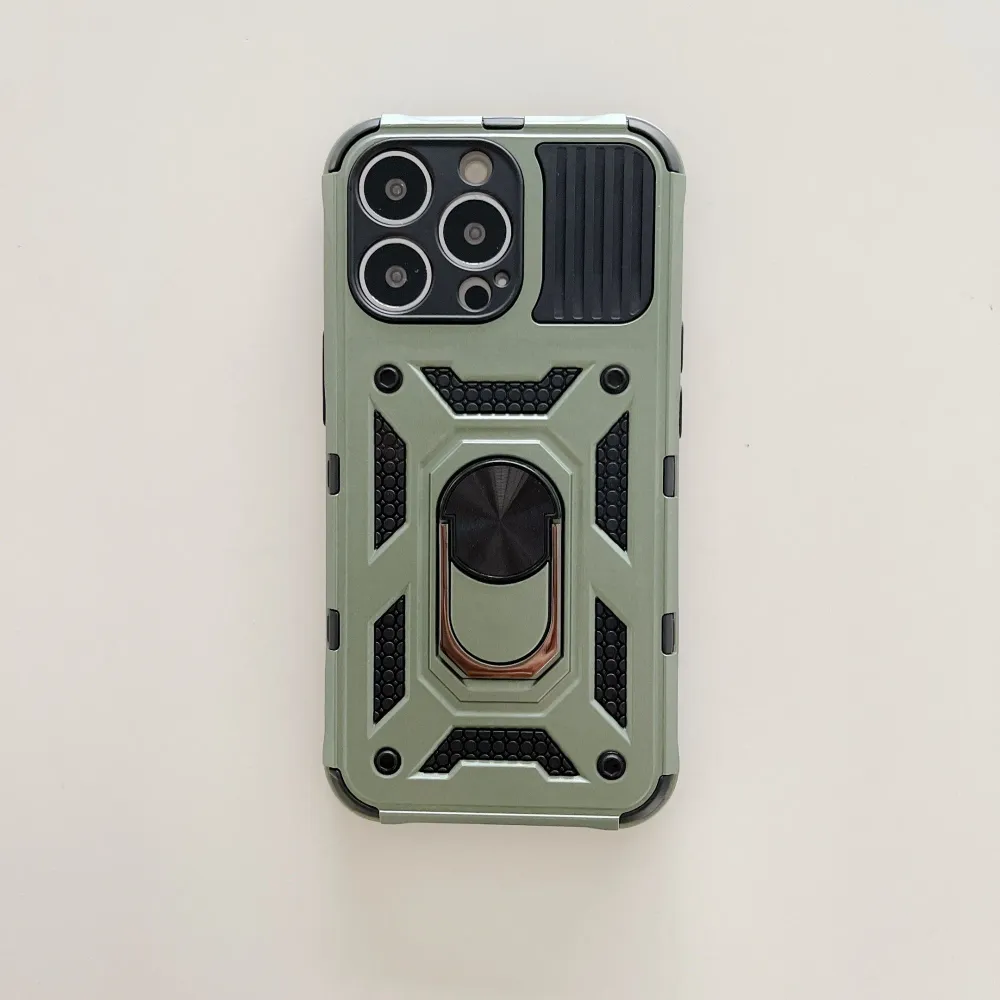 Vivimall védőtok Apple iPhone 13 Pro Defender Model 4-hez állvánnyal, zöld