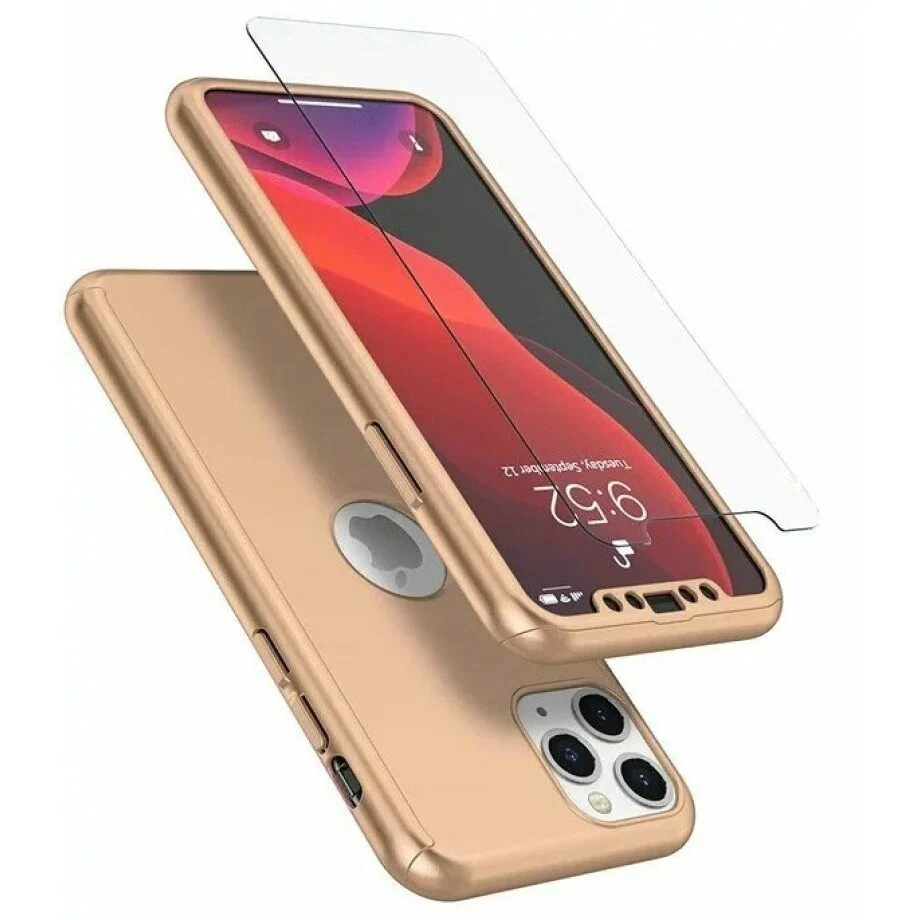 Vivimall védőtok Apple iPhone 13 Pro Max telefonhoz, Full Cover 360, Arany + védőfólia