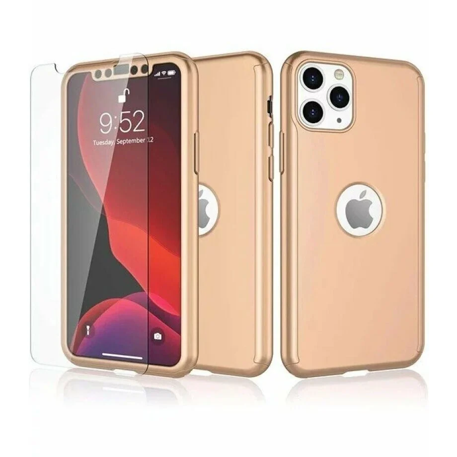 Vivimall védőtok Apple iPhone 13 Pro Max telefonhoz, Full Cover 360, Arany + védőfólia