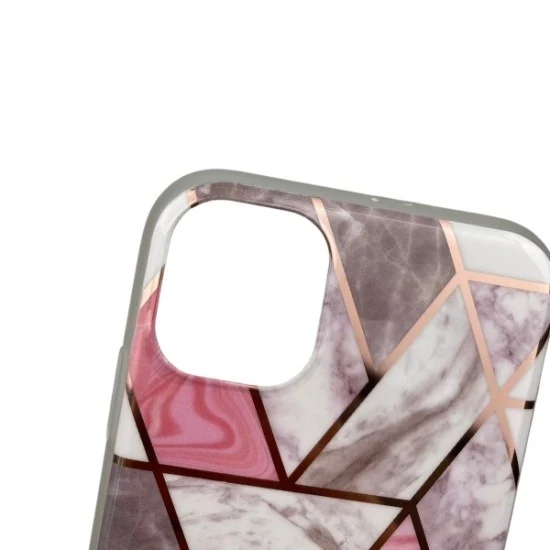 Vivimall védőtok Apple iPhone 12 Pro Max kompatibilis, puha IMD TPU, márvány geometrikus, fehér