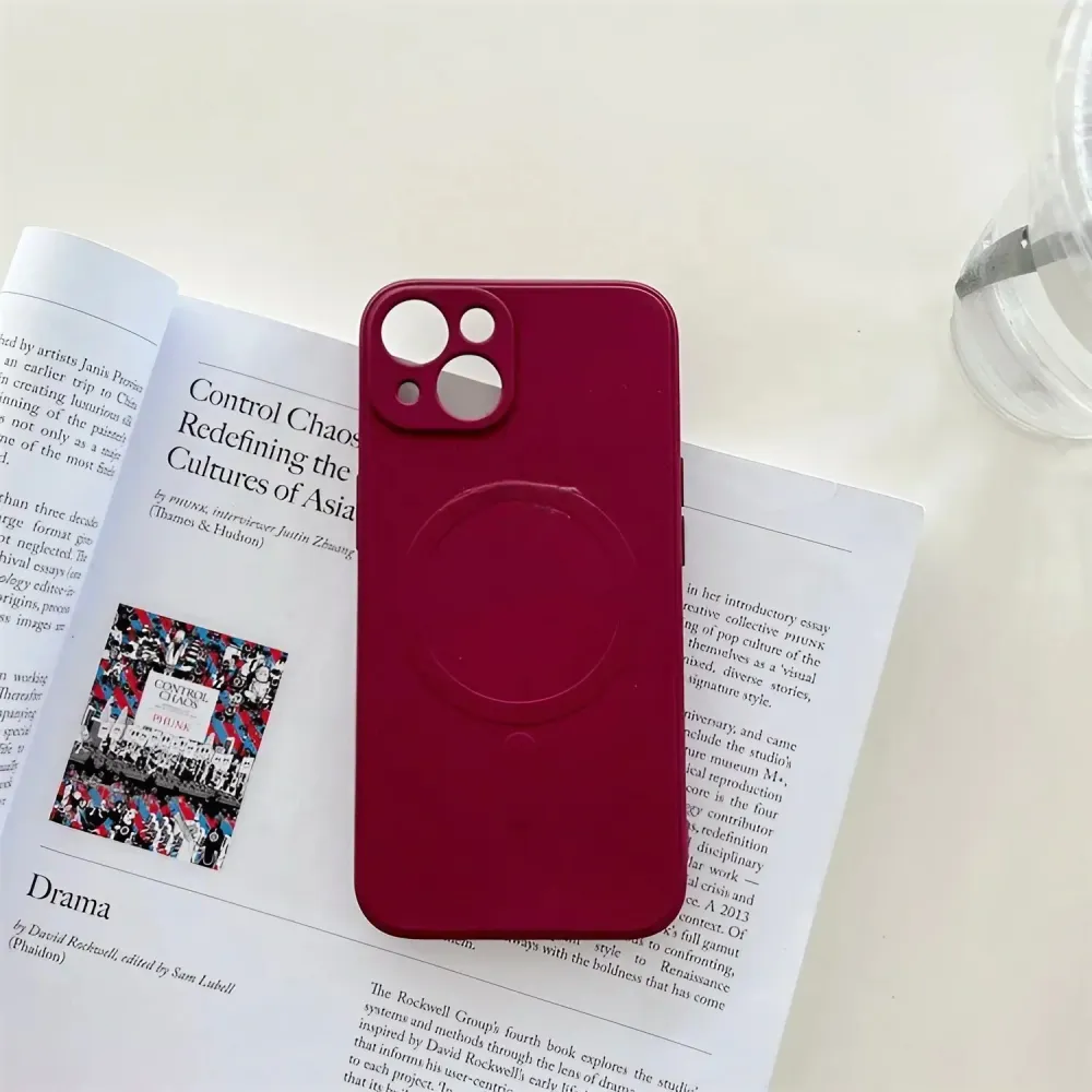 Vivimall védőtok iPhone 13 Pro (6.1) kompatibilis, Liquid MagSafe, gyűrű alakú, mágneses, bordó