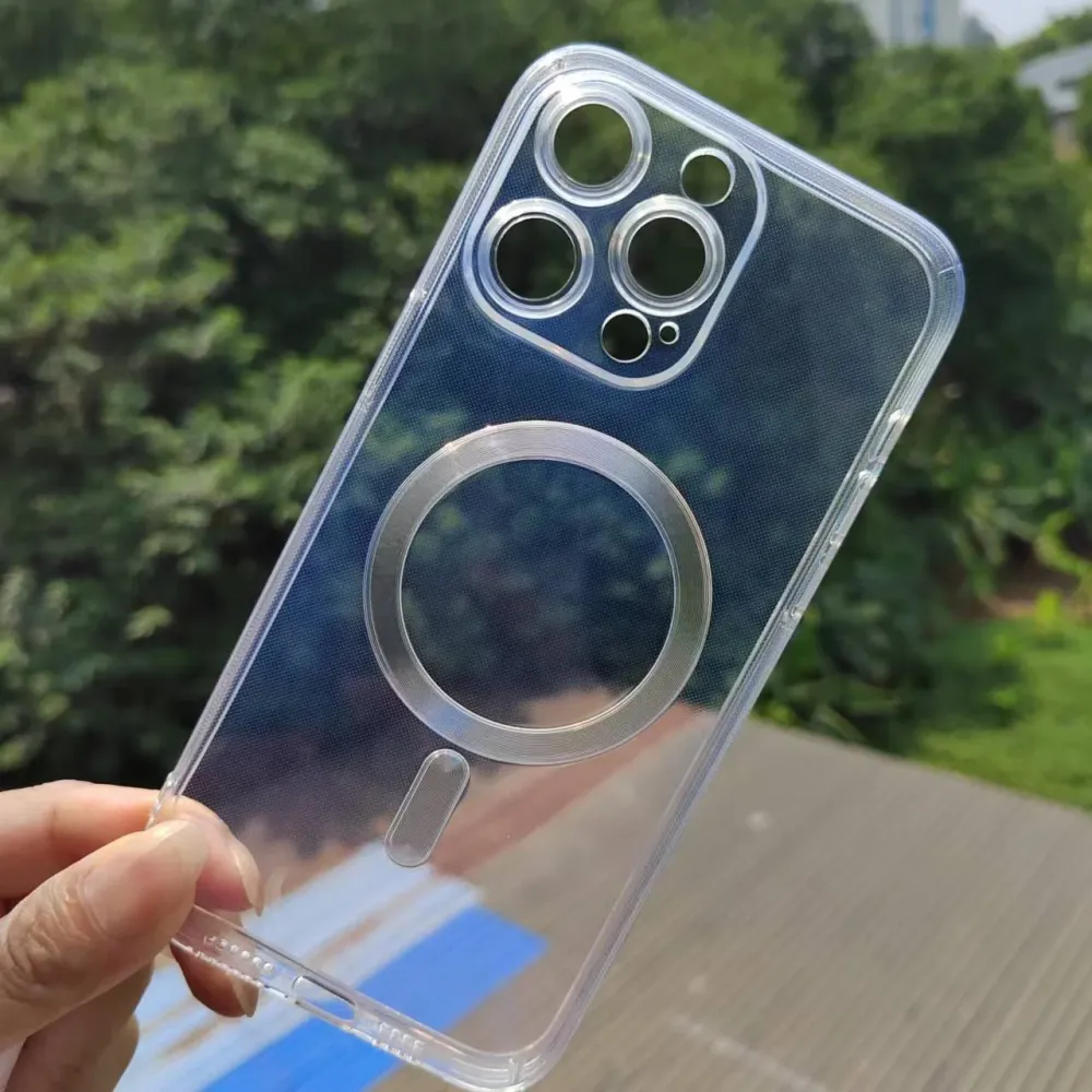 Vivimall védőtok iPhone 13 Pro Mag Safe készülékhez, 2 az 1-ben töltés és mágnes, szilikon, átlátszó