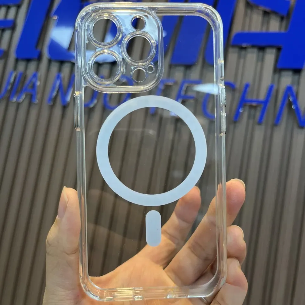 Vivimall védőtok iPhone 13 Pro Mag Safe készülékhez, 2 az 1-ben töltés és mágnes, szilikon, átlátszó