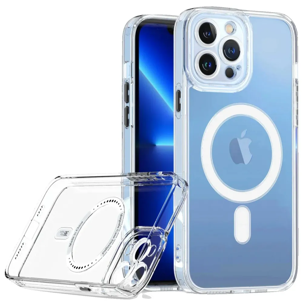 Vivimall védőtok iPhone 12 Pro Mag Safe-hez, 2 az 1-ben töltés és mágnes, szilikon, átlátszó