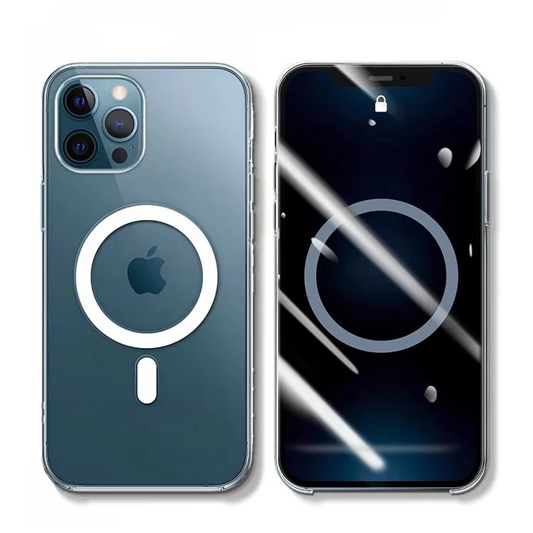 Vivimall védőtok iPhone 13 Pro Mag Safe-hez, 2 az 1-ben töltés és mágnes, szilikon, átlátszó