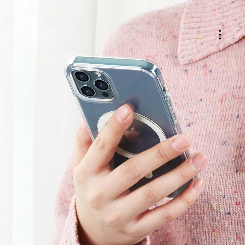 Vivimall védőtok iPhone 13 Pro Mag Safe-hez, 2 az 1-ben töltés és mágnes, szilikon, átlátszó