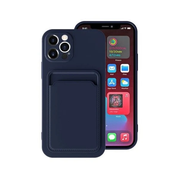 Vivimall védőtok kártyatartóval Apple iPhone 12 Pro kompatibilis, sötétkék