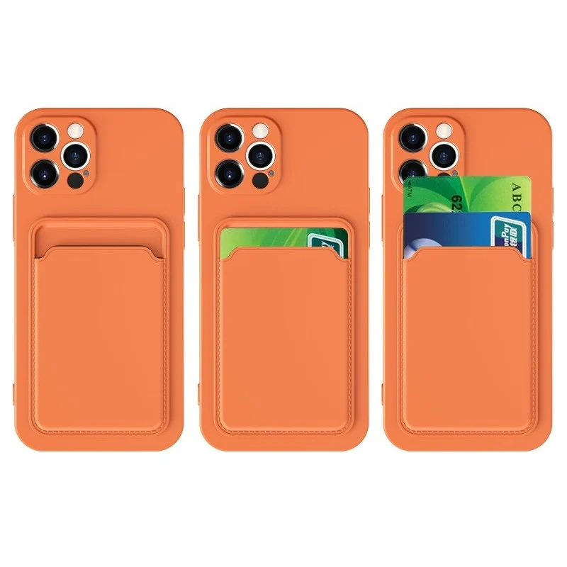 Vivimall védőtok kártyatartóval Apple iPhone 12 Pro kompatibilis, narancssárga