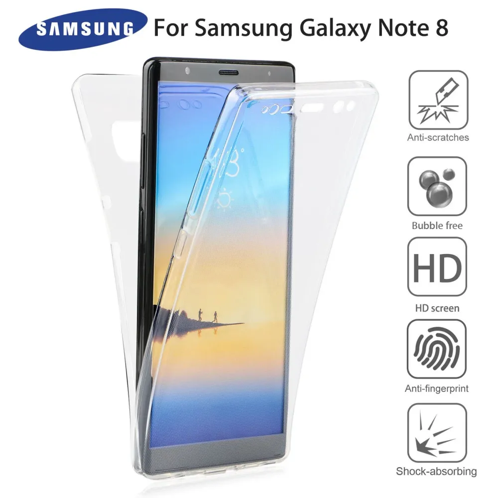Vivimall védőtok, Samsung Note 8 kompatibilis, teljes TPU 360, átlátszó