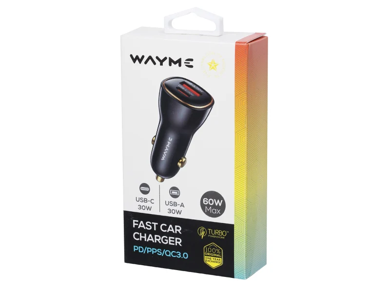 WAYME töltő 12/24V, 60W USB-C PD, PPS + QC3.0
