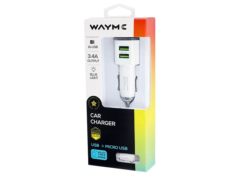 WAYME töltő 12/24V 2x USB 3.4A + kábel micro USB csatlakozóval