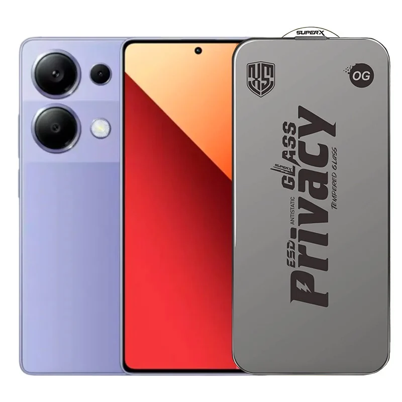 Xiaomi Redmi 13T Pro Vivimall Super-X Privacy OG edzett üvegfólia, antisztatikus ESD, fekete szélű, 0,30 mm, sötétített át...