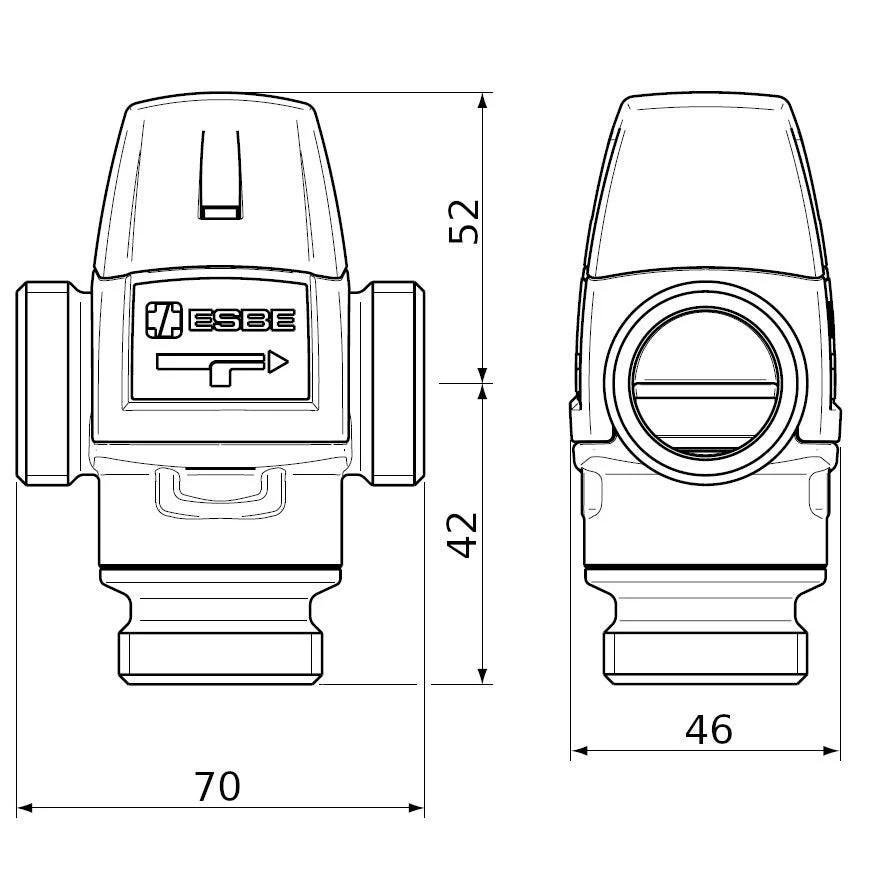 ESBE VTA322 35-60C 20-1,6 KM 1" termosztatikus keverőszelep (31101000)