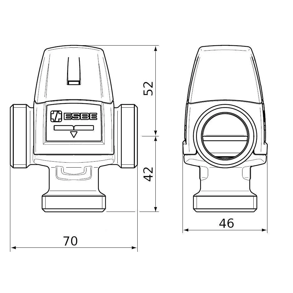 ESBE VTA352 35-60 °C 20-1,6 KM 1" termosztatikus keverőszelep