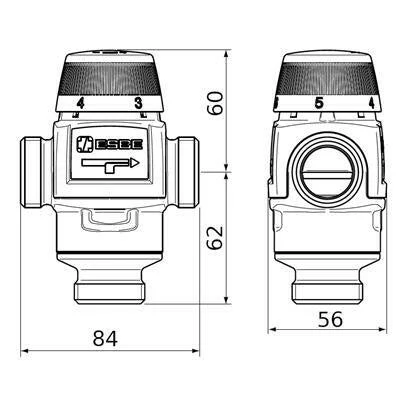 ESBE VTA-572 termosztatikus keverőszelep 5/4" külső menetes 20-55 °C kvs=4,8 (31702200)