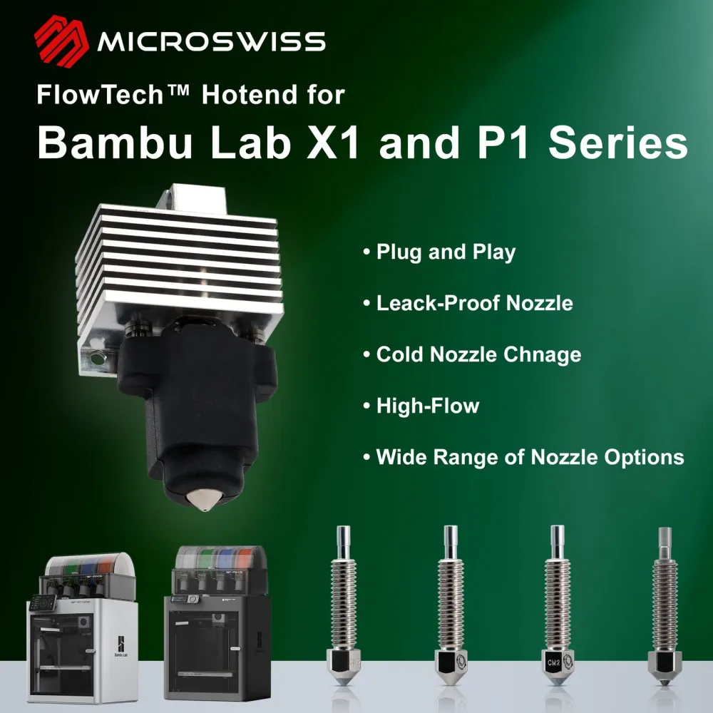 Microswiss FlowTech Hotend Bambu Lab X1/X1C - CM2 - Keményhegy - Standard Áramlás