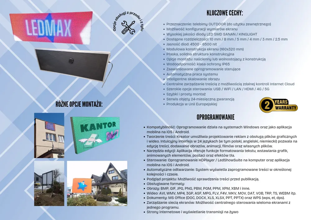 Prémium kültéri LED reklámképernyő, magasság 80 cm