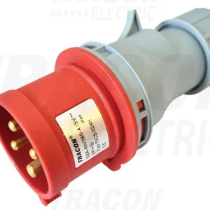 Tracon Ipari csatlakozódugó 32A, 400V, 3P+E, 6h, IP44 TICS-024H