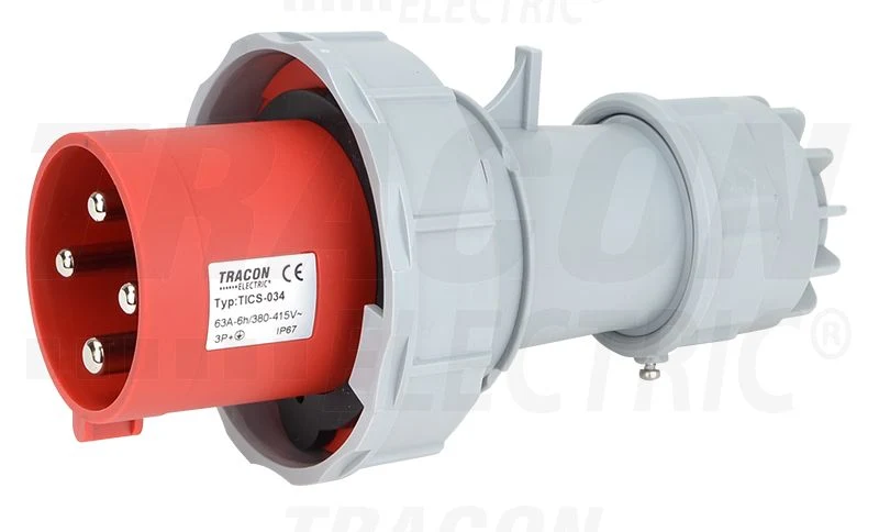 Tracon Ipari csatlakozódugó 63A, 400V, 3P+E, 6h, IP67 TICS-034