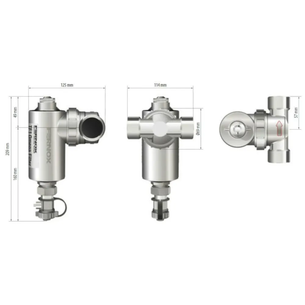 FERNOX TF1 OMEGA filter iszapleválasztó, mágneses, fémházas 1" ( 62337 )