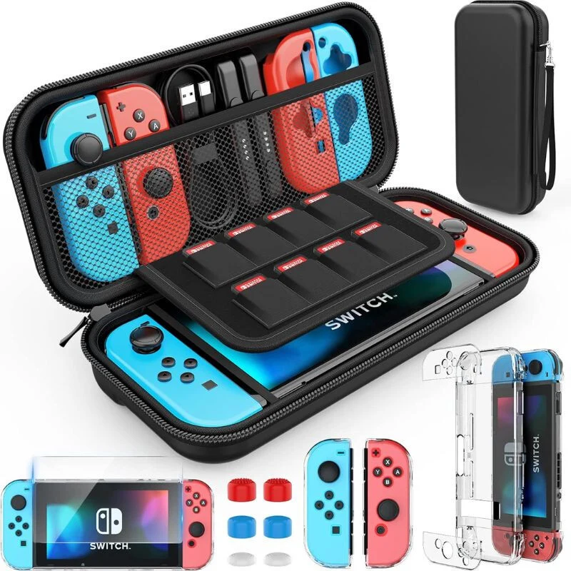 HEYSTOP Nintendo Switch Védőszett - Fekete, Ütésálló Tok és Tartozékok