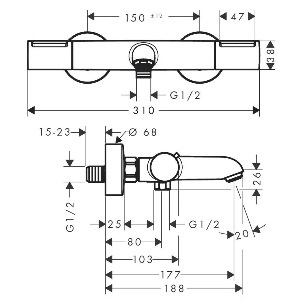 Hansgrohe Ecostat Element kád csaptelep termosztátos, króm (13347000)