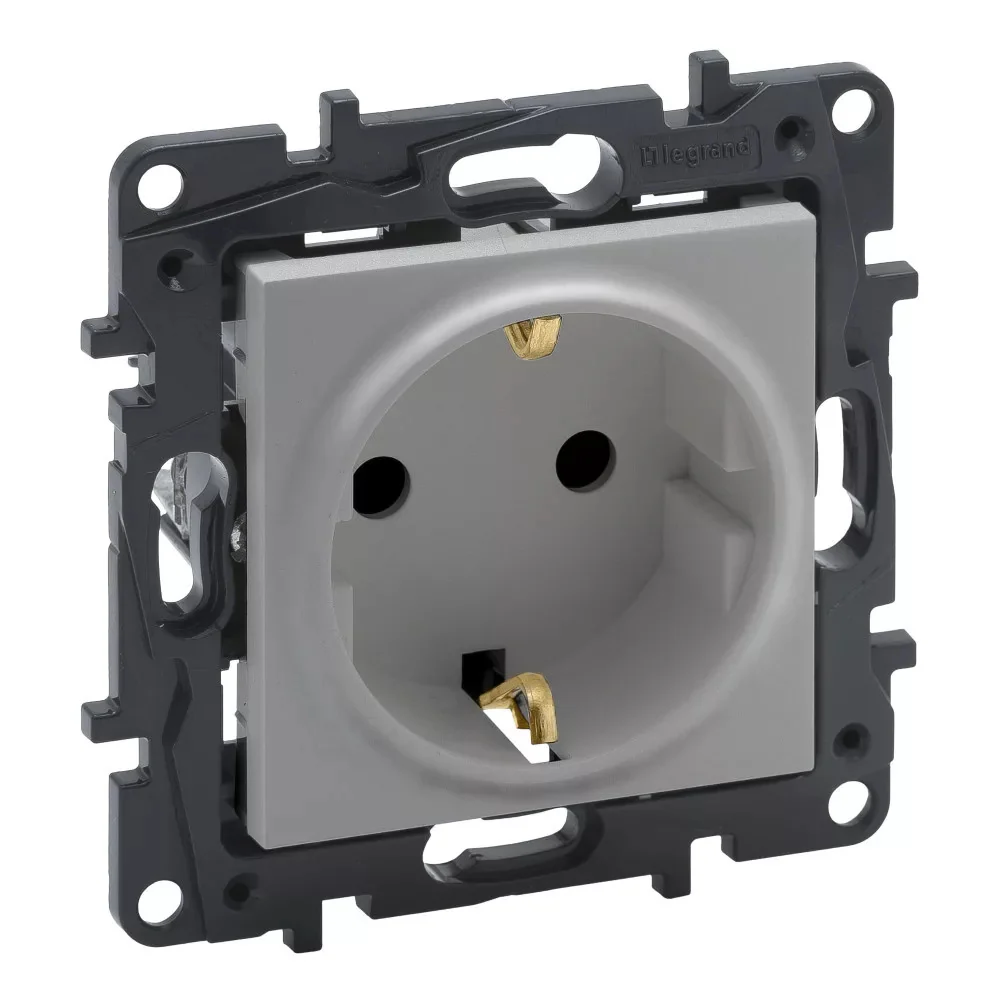 LEGRAND Niloé Step alumínium 2P+F csatlakozóaljzat (csavaros) 863321