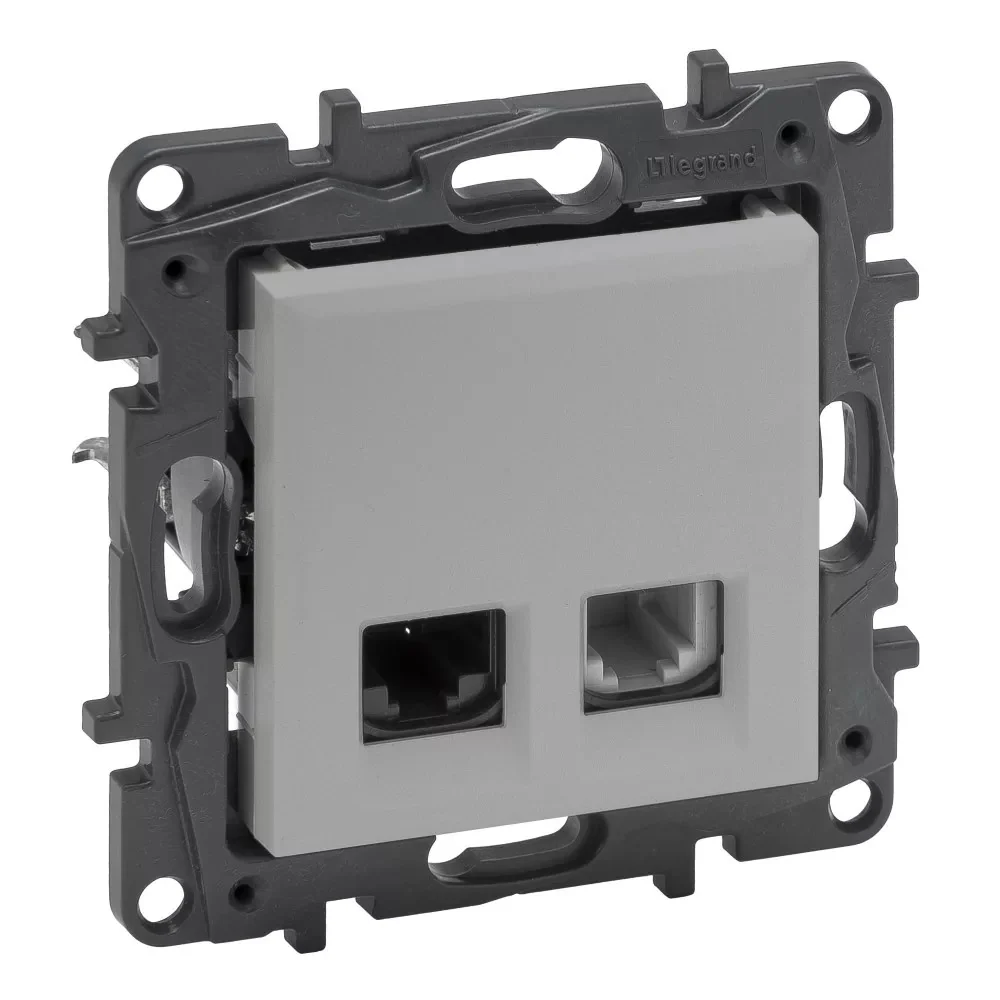 LEGRAND Niloé Step alumínium RJ45 Cat.6 UTP + 1xRJ11 aljzat 863356