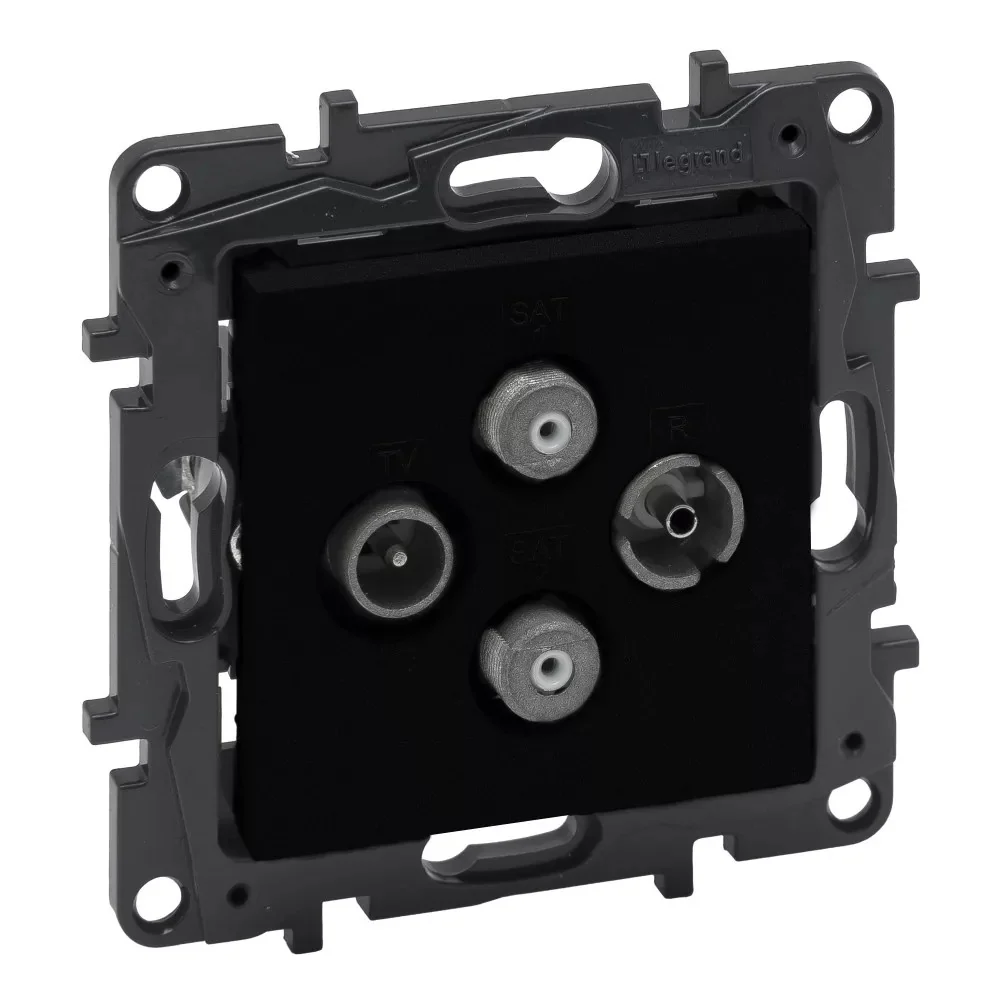 LEGRAND Niloé Step fekete TV-R-SAT-SAT csillagpontos aljzat (1,5 dB) 863582