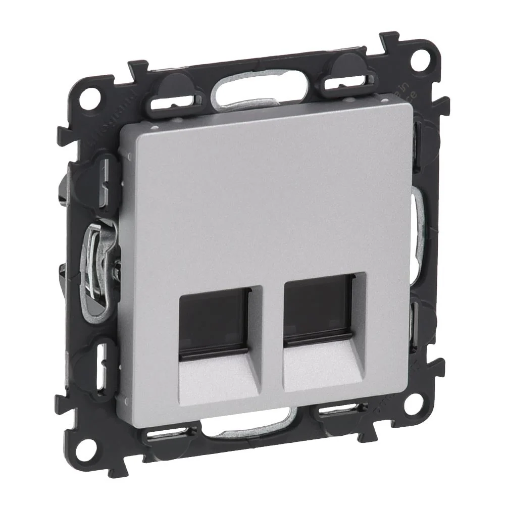 Legrand valena life 2xRJ45 Cat. 6 UTP csatlakozóaljzat alumínium 753343