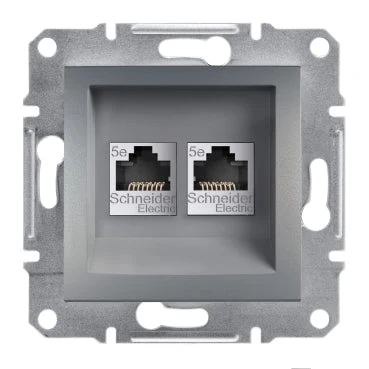 Schneider Asfora 2xRJ45 Cat5e UTP aljzat, acél EPH4400162