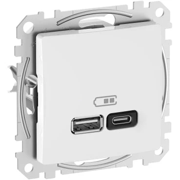 Schneider ÚJ SEDNA Dupla USB gyorstöltő, +C, 45W, fehér SDD111404