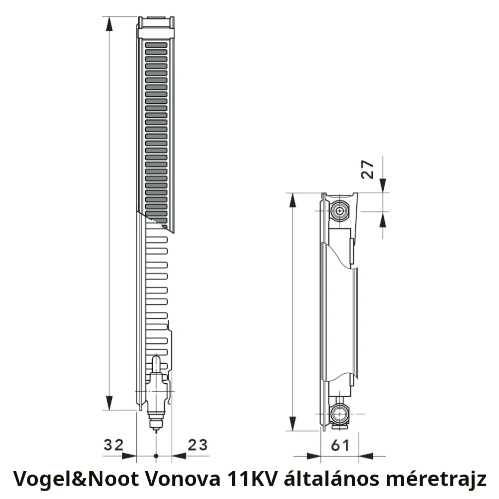 Vogel&Noot 11KV 300x400 balos szelepes radiátor