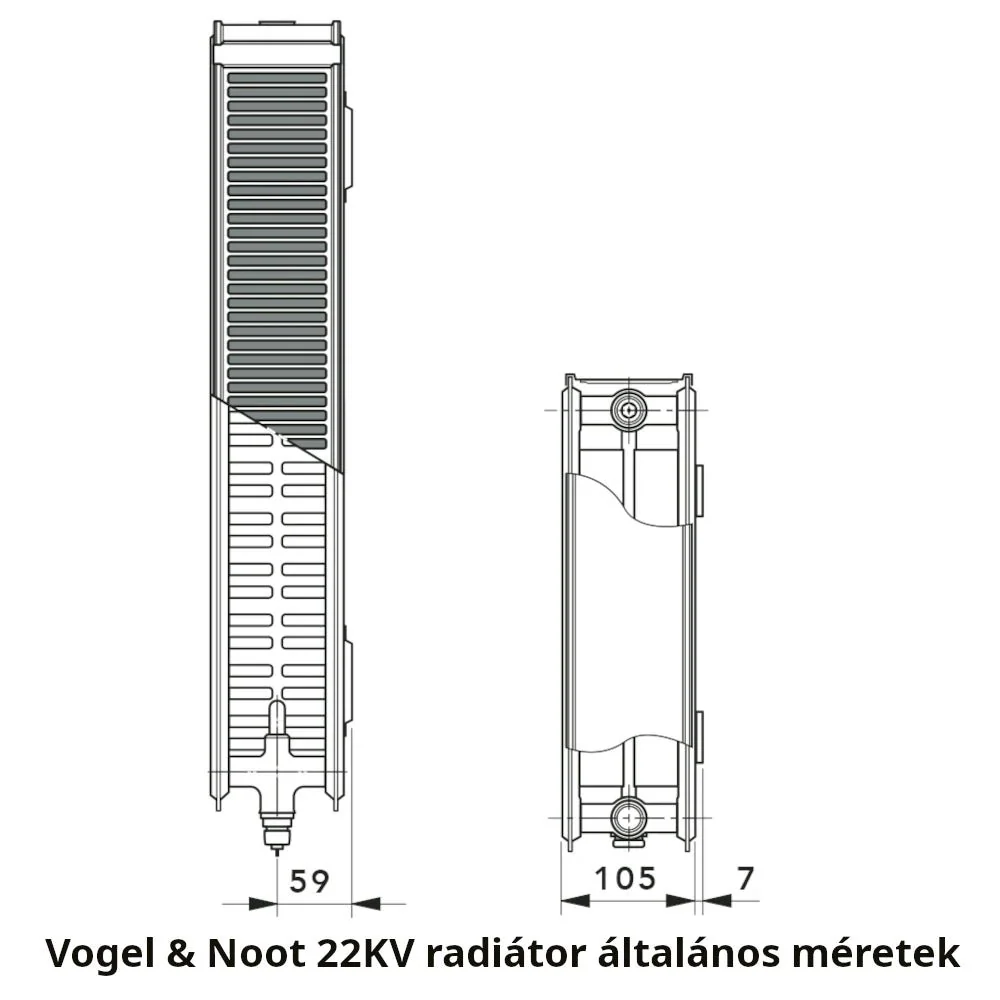 Vogel&Noot 22KV 500x800 jobbos szelepes radiátor