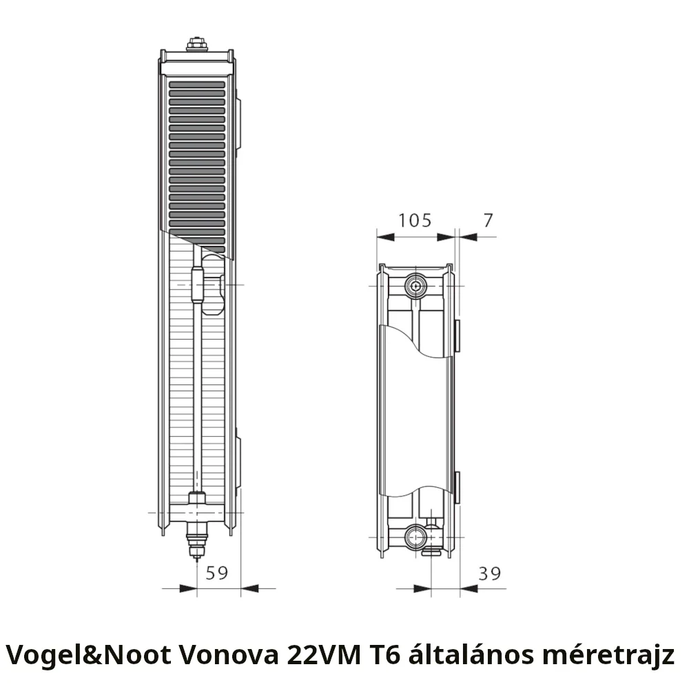 Vogel&Noot Vonova T6 22 VM 600x520 középcsatlakozású radiátor