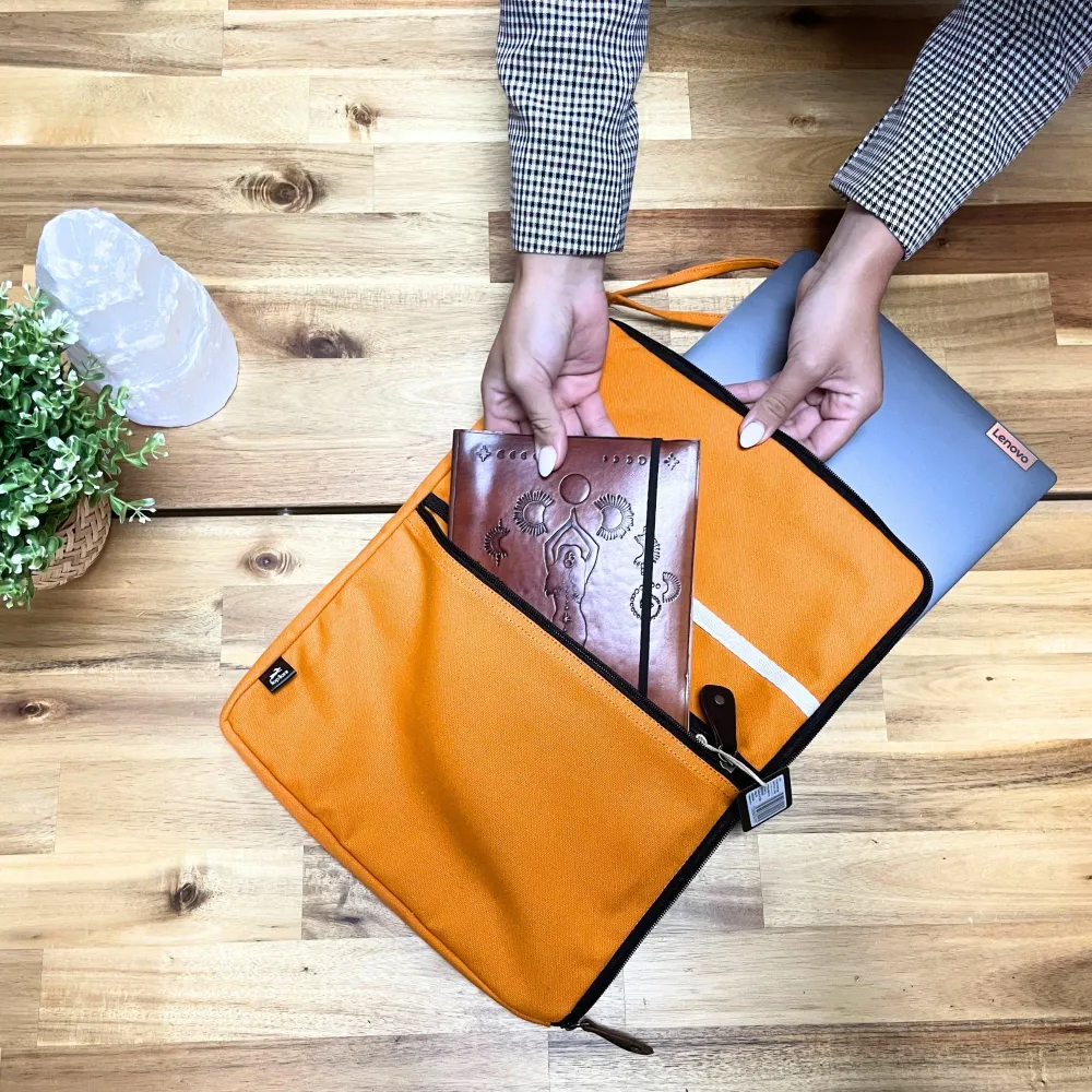 Laptop tok narancssárga vászon gyors hozzáférés extra zsebbel