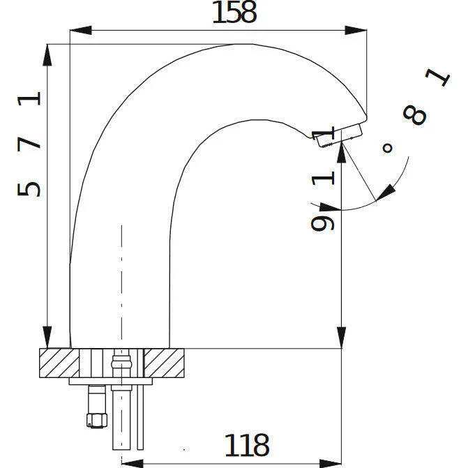Jika Sensor elektronikus mosdó csaptelep, elemes, lefolyószelep nélkül, 24V (H3151T20043221)