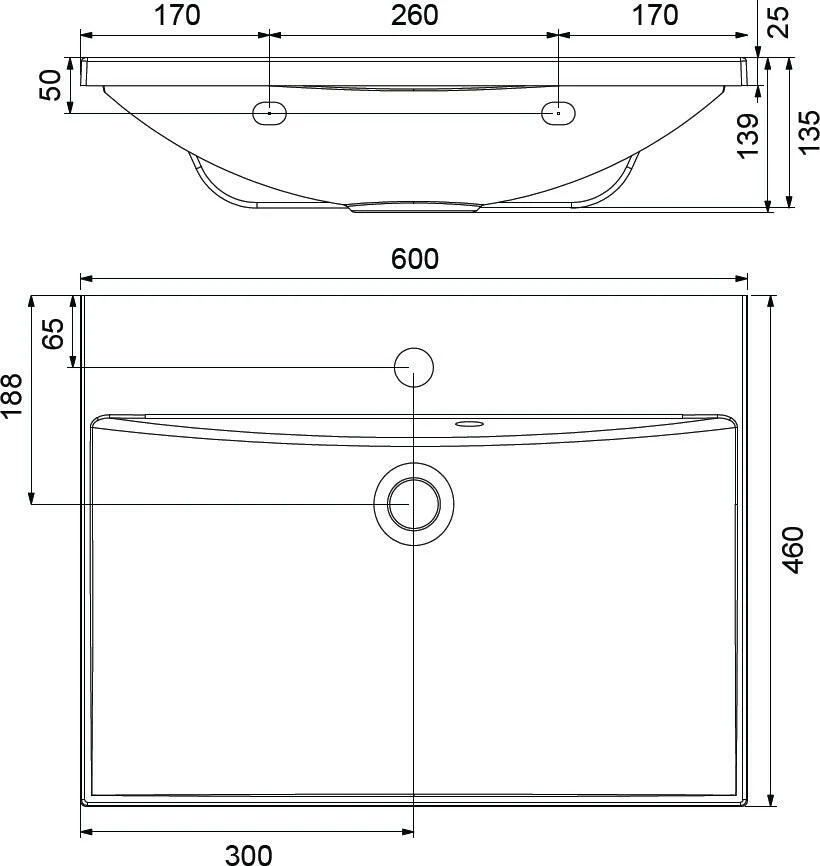 Ravak Flat 60x46 mosdó fehér túlfolyóval ( XJP01160000 )
