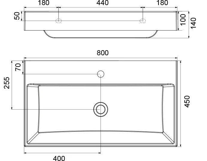 Ravak Natural mosdó 80x45 fehér túlfolyó nélkül ( XJO01280000 )