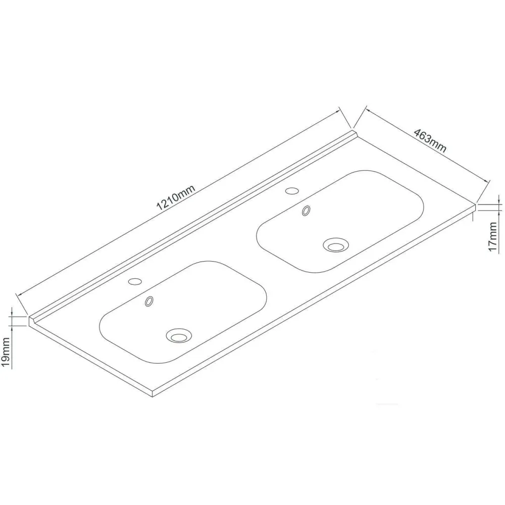Wellis Almeria dupla műmárvány mosdó, 121x46x1,8/16 cm (WB00347)