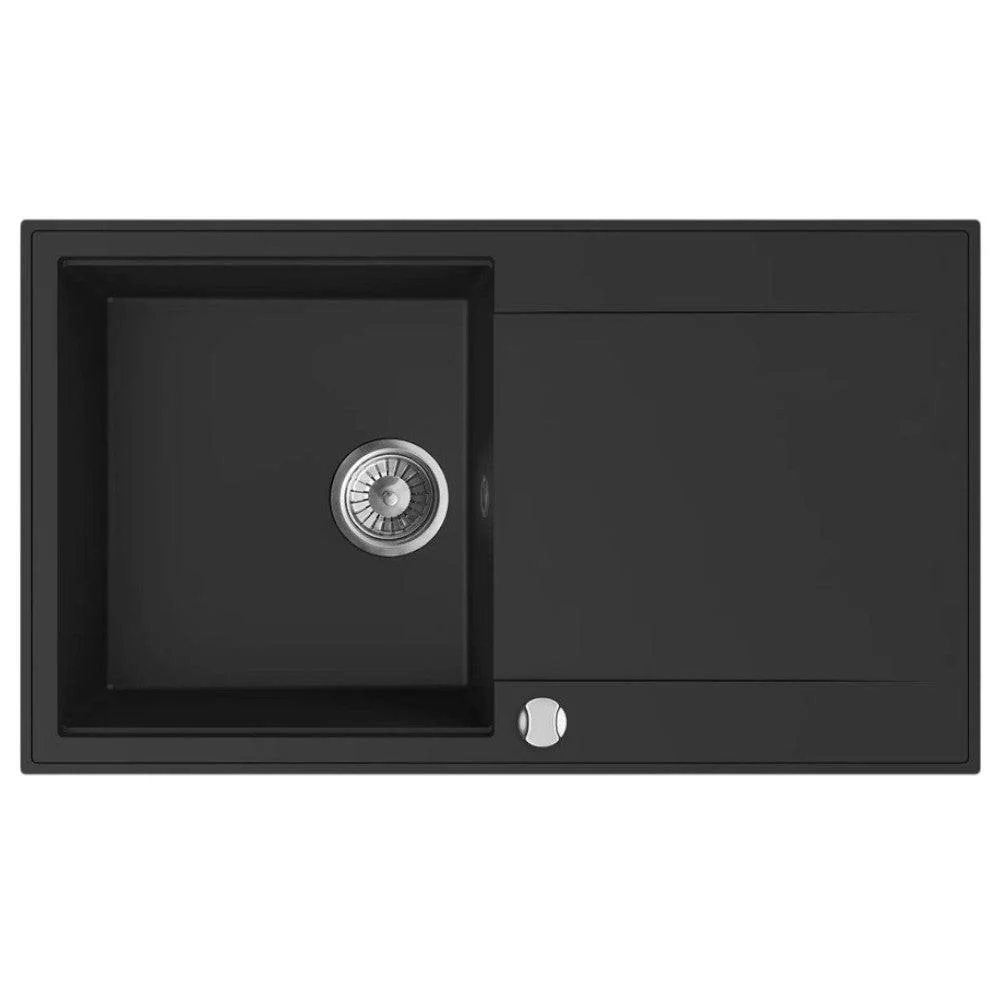 Mofém Zenit 86 1B1D gránit mosogatótálca, 1 medencés, 1 csepptálcás, 860x500mm, metál fekete (M-760012803N3)