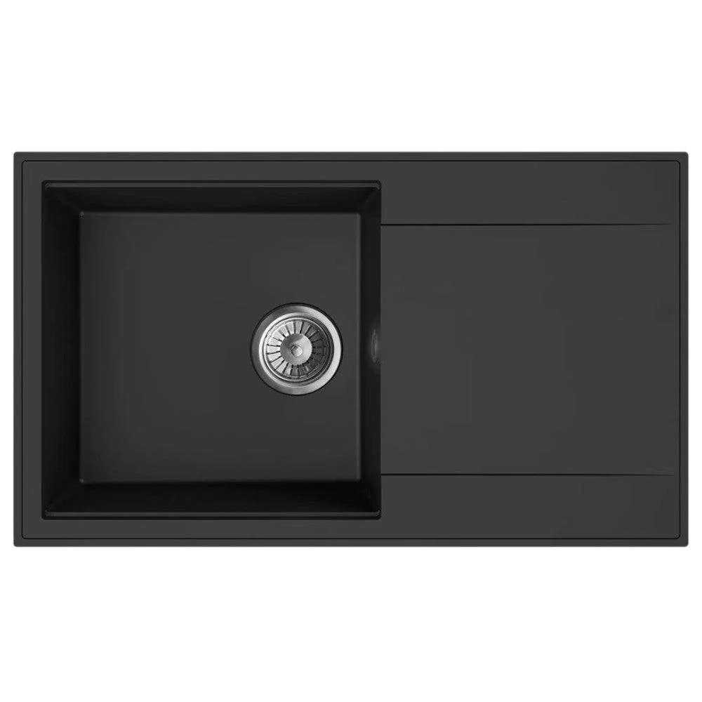 Mofém Zenit 78 1B1D gránit mosogatótálca, 1 medencés, 1 csepptálcás, 780x460mm, metál fekete (M-760012802N3)