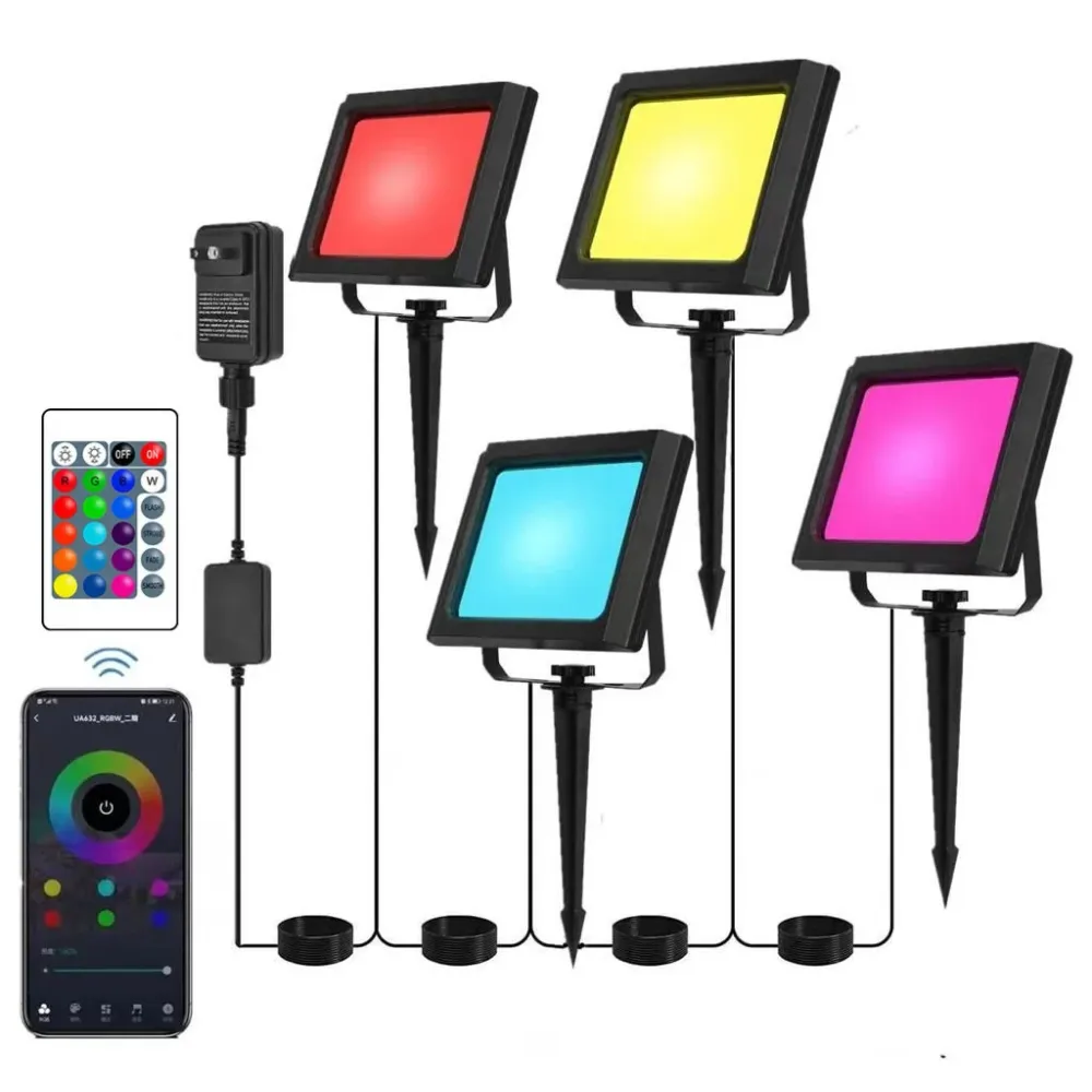 4db Smart RGB LED projektor készlet, Alkalmazás, Beltéri/Kültéri, Vízálló, Telefonról Interneten keresztüli vezérlés, Zene...