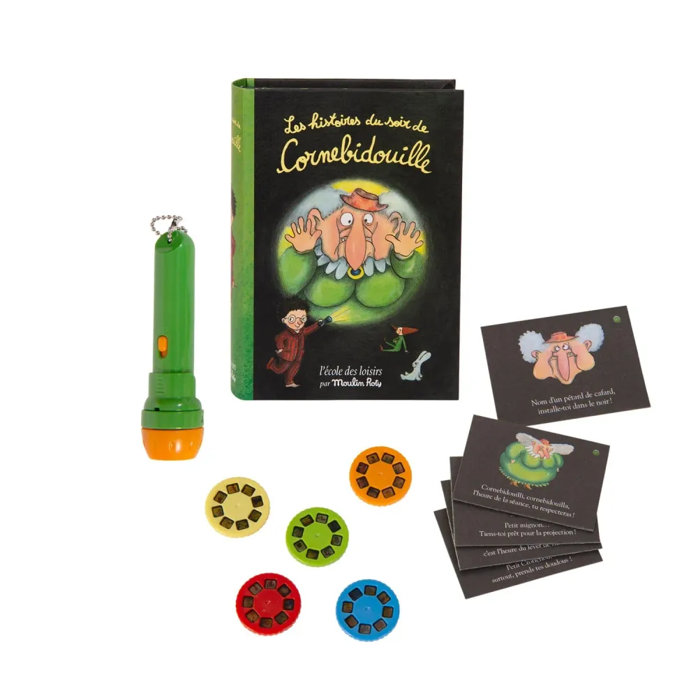 Moulin Roty gyermekprojektor Mesék Cornebidouille könyvből